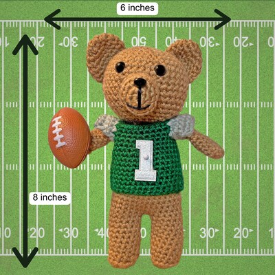 Football Crochet Teddy Bear, Stuffed Teddy Bear, Football Fan Gift - image3